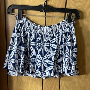 Blue and White Patterned Crop Top